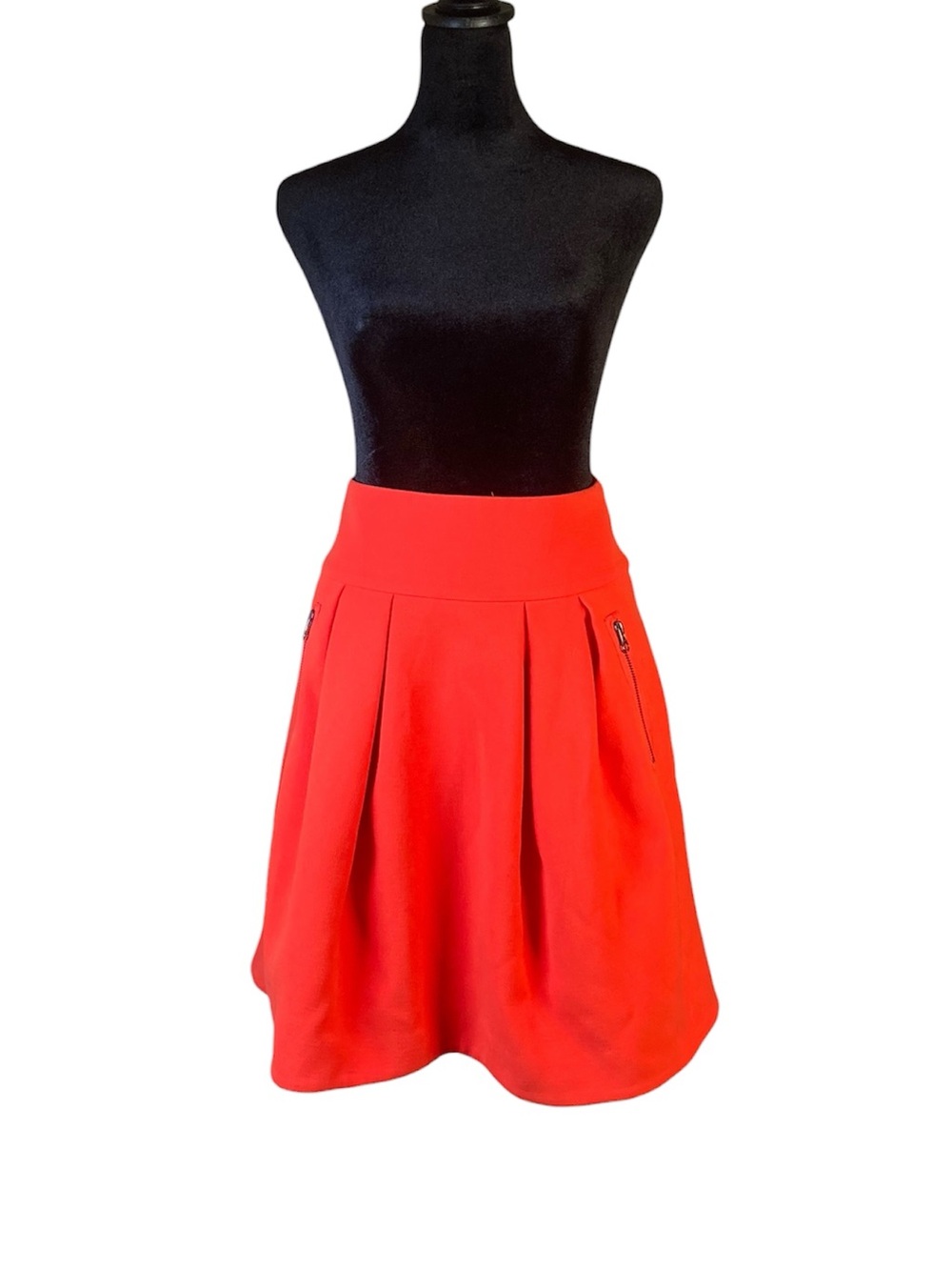 Maeve Anthropologie Pleated Skater Skirt Size 0 Bright Red